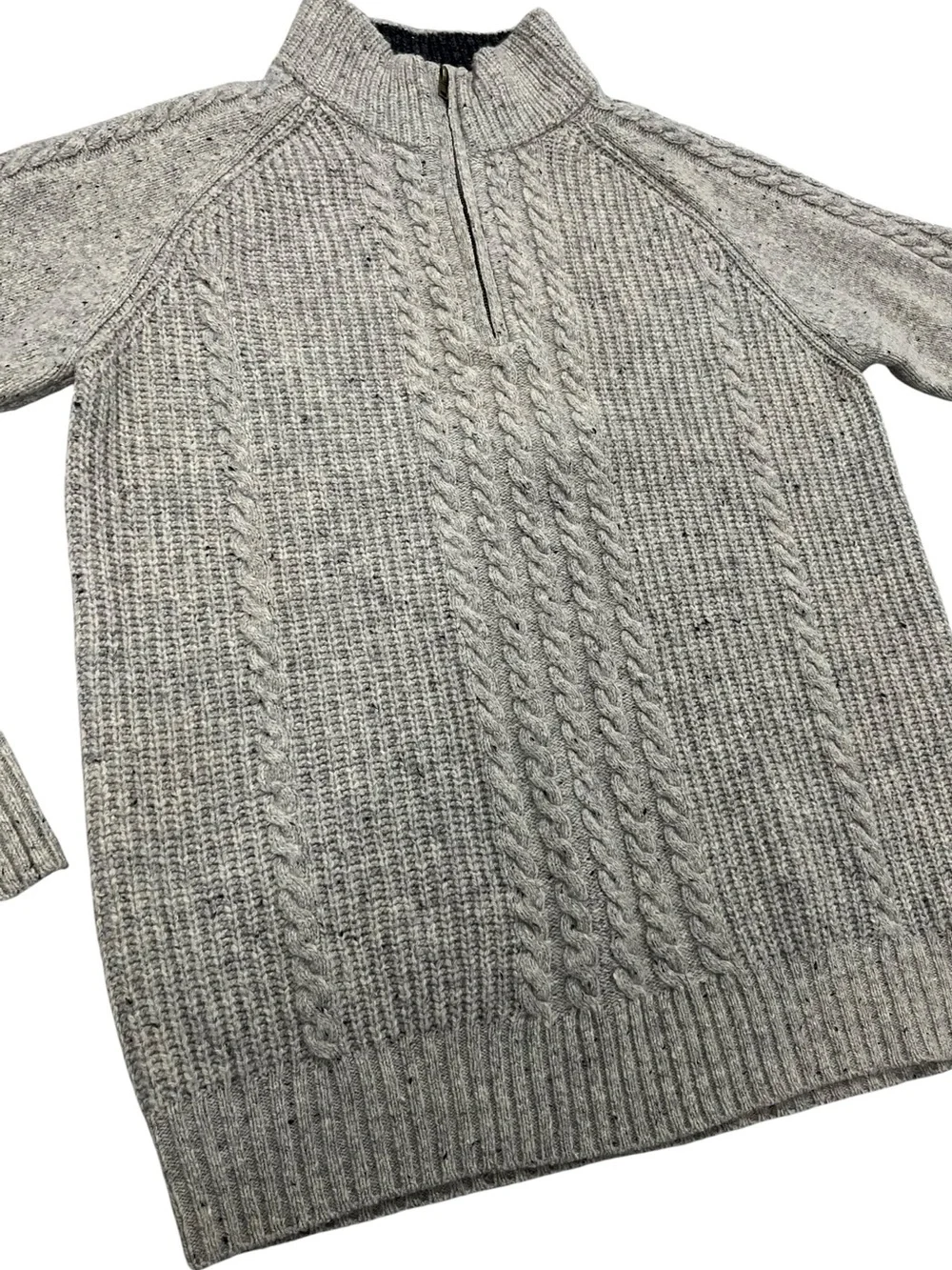Irelandseye Wool Cashmere Cable Knit Half Zip Sweater Men’s S Gray Ireland